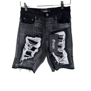 NEW Guapi Black Denim Edgy Distressed Shorts Men's Size 30